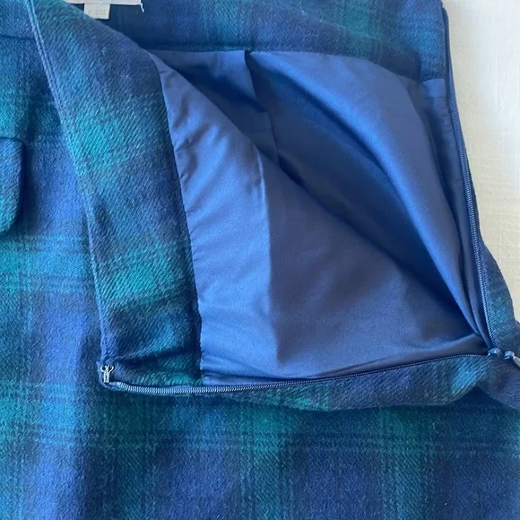 LOFT navy and green plaid wool pocket skirt - size 6 - NEW without tags - Picture 5 of 8